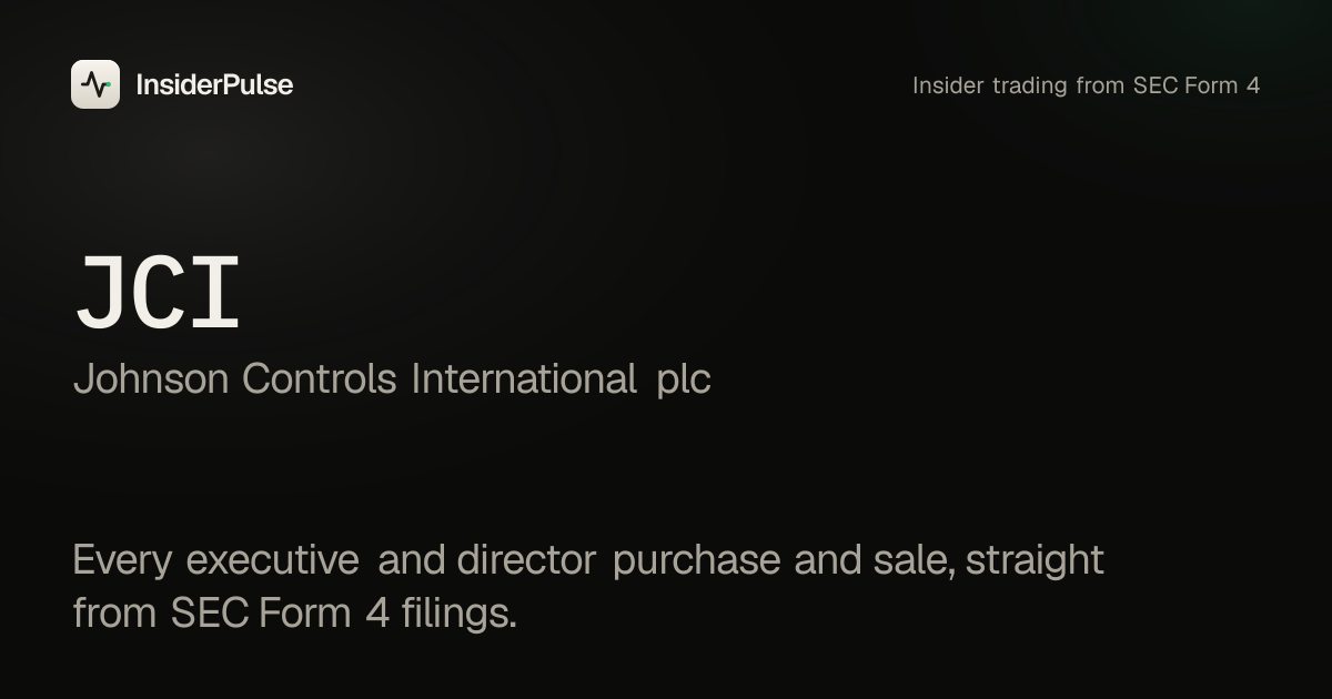 JCI Insider Trading: Buys & Sales — Johnson Controls International plc ...